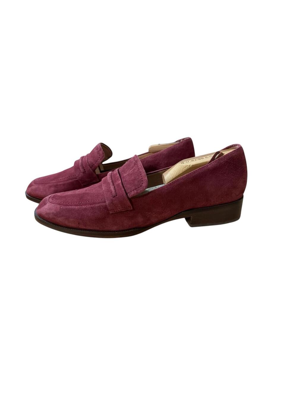 27 Edit Women's Caroline Suede Slip-On Loafers Size 11 Burgundy Comfort Colorful